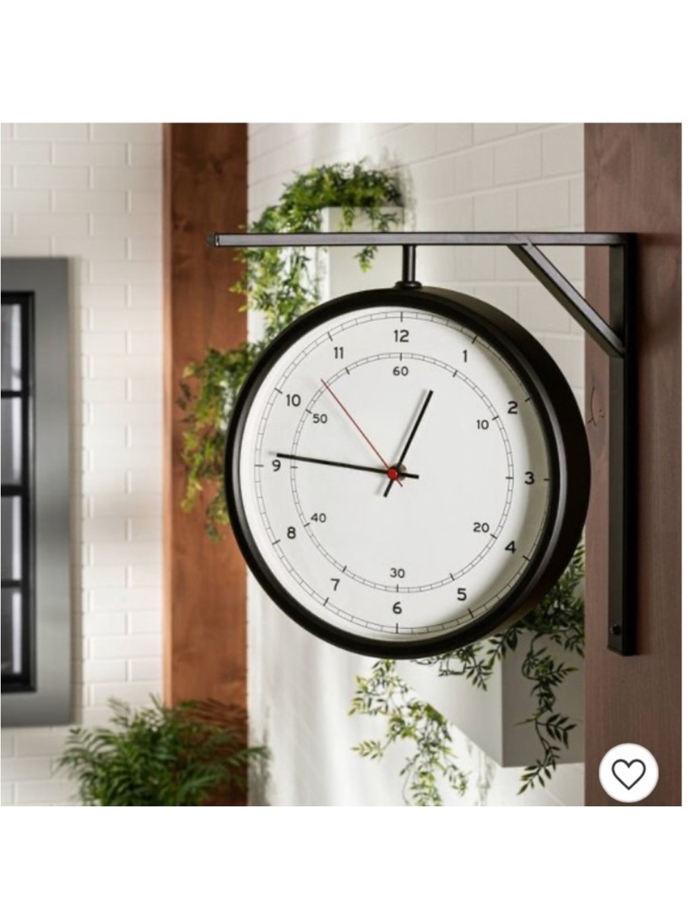 Hearth & Hand Metal Magnolia 13 in Swivel Indoor/Outdoor Corner Clock Black